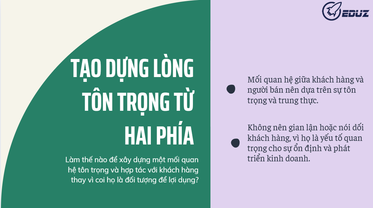 2. Tạo dựng lòng tôn trọng từ cả hai phía